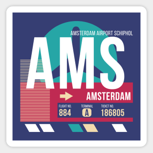 Amsterdam (AMS) Airport Code Baggage Tag Magnet